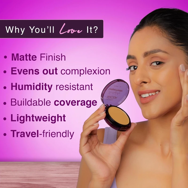 Hilary Rhoda Skin Perfecting Compact Powder | Oil Control & Matte Finish | Buildable Coverage | Blends Easily | Hides Imperfections | 6g (Caramel Puff | Shade 06) thumbnail 5